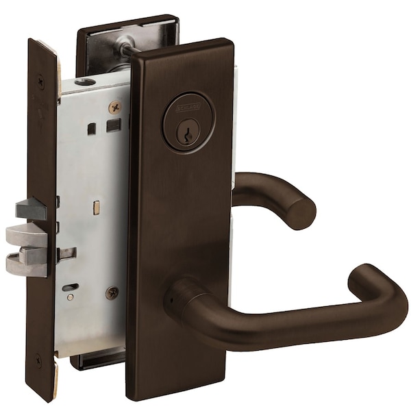 Schlage Grade 1 Storeroom Mortise Lock, Conventional Cylinder, S123 Keyway, 03 Lever, N Escutcheon, Dark Oxi L9080P 03N 613 - main